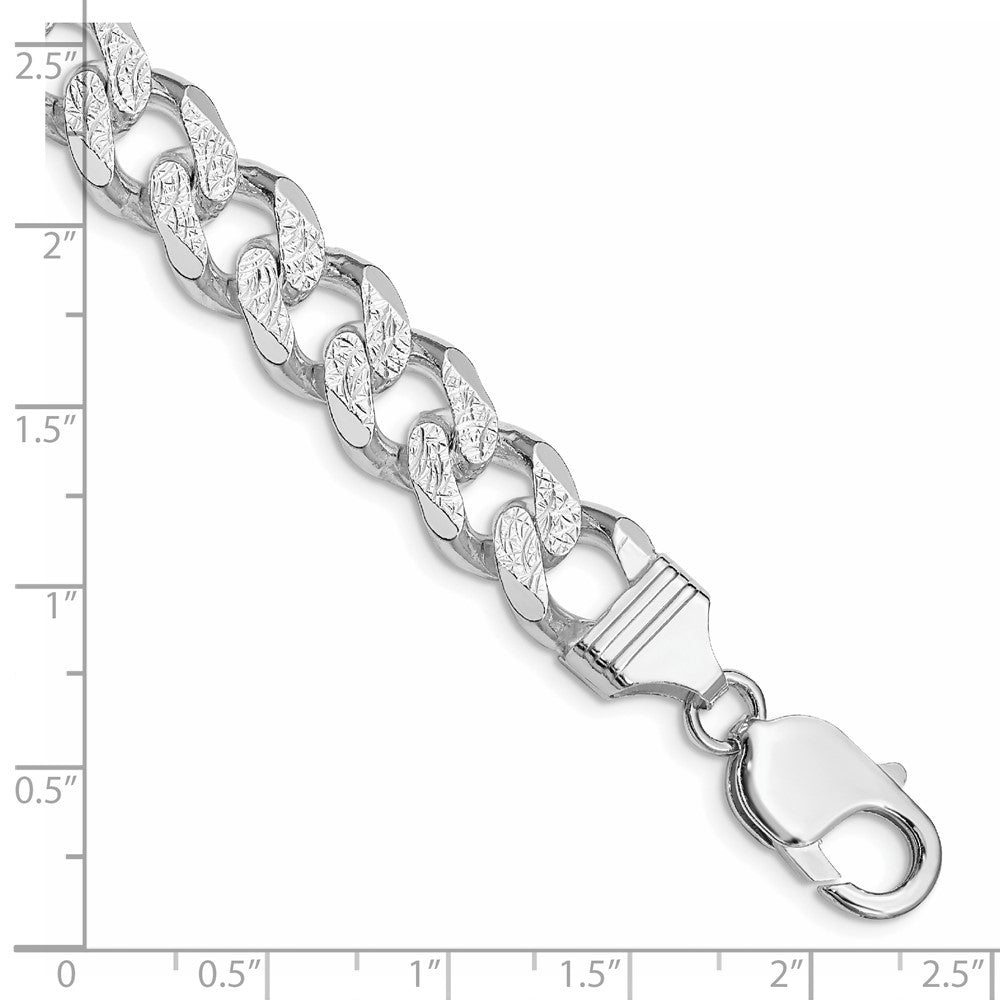 Sterling Silver Rhodium-plated 11.0mm Pavé Curb Chain