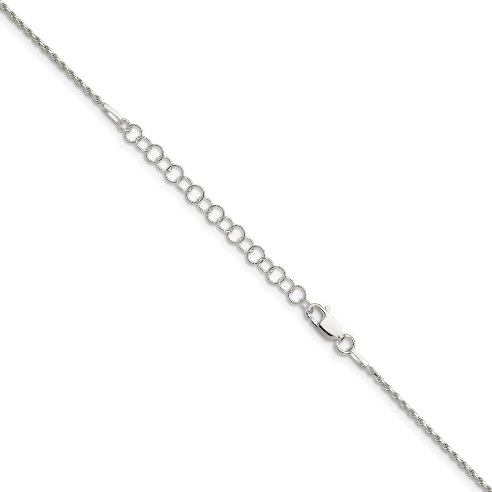 Sterling Silver 1.5mm Diamond-cut Rope Chain w/2in ext.