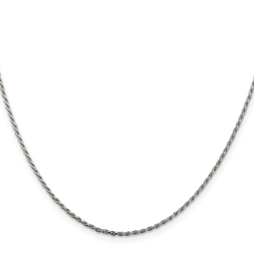 Sterling Silver Rhodium-plated 1.5mm Diamond-cut Rope Chain w/4in ext.