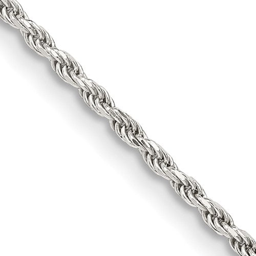 Sterling Silver 1.7mm Diamond-cut Rope Chain w/2in ext.