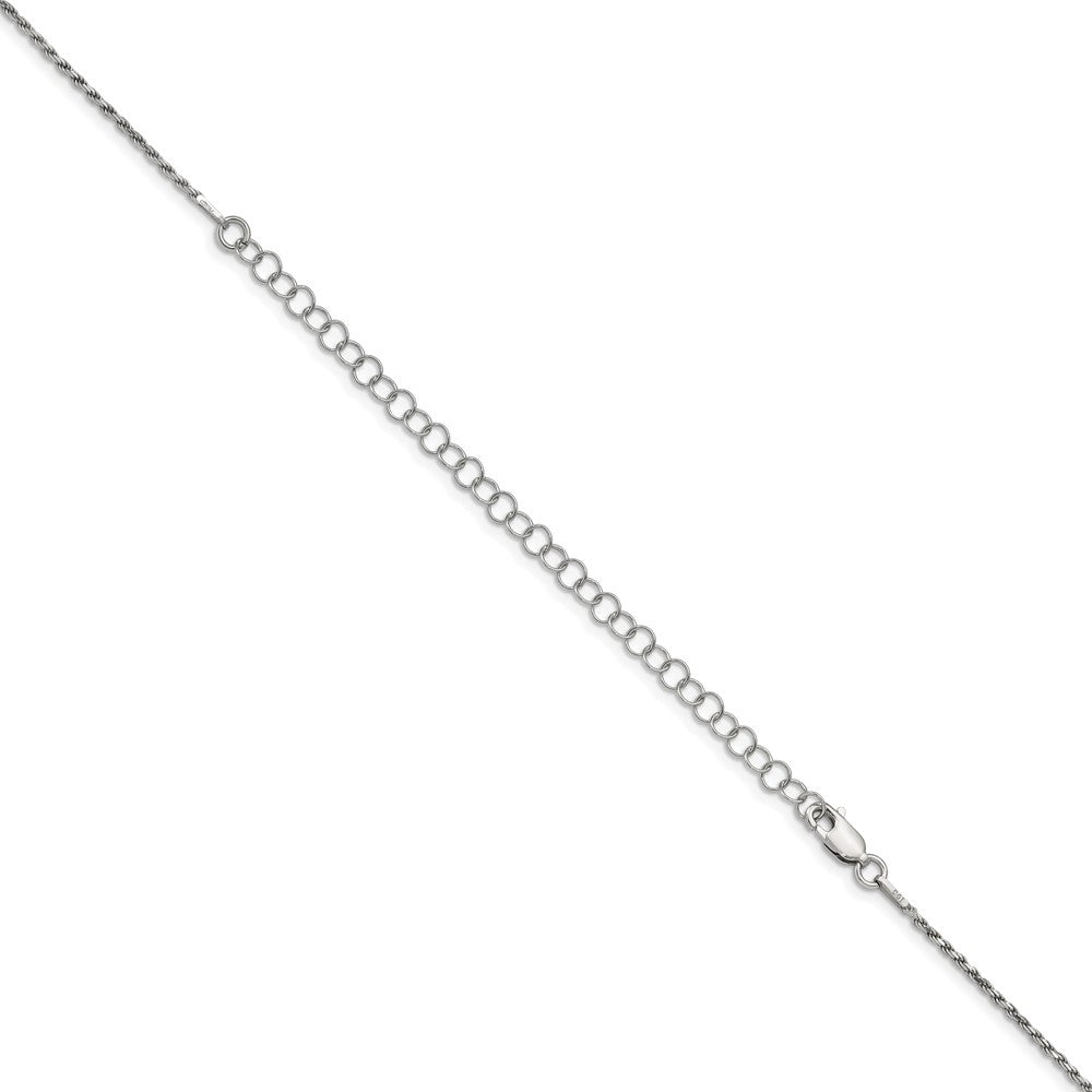 Sterling Silver 1.7mm Diamond-cut Rope Chain w/4in ext.