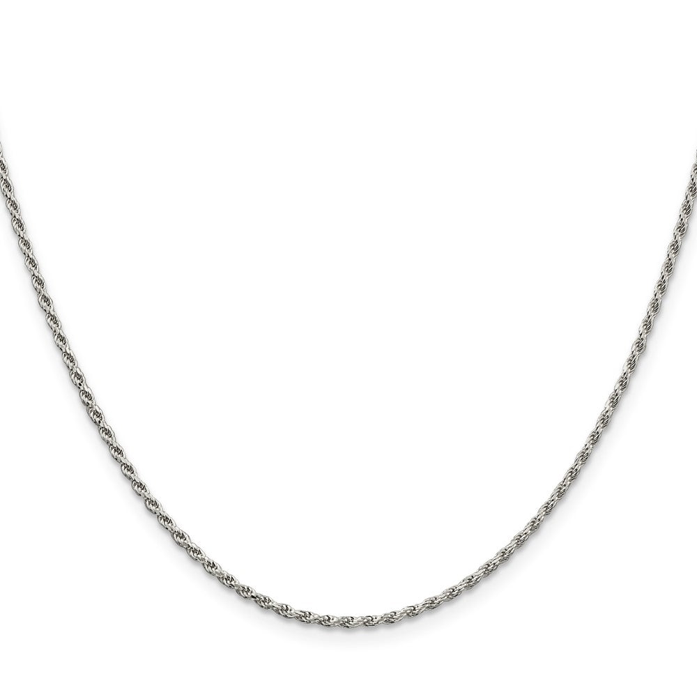 Sterling Silver Rhodium-plated 1.7mm Diamond-cut Rope Chain w/2in ext.