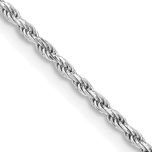 Sterling Silver Rhodium-plated 1.7mm Diamond-cut Rope Chain w/2in ext.