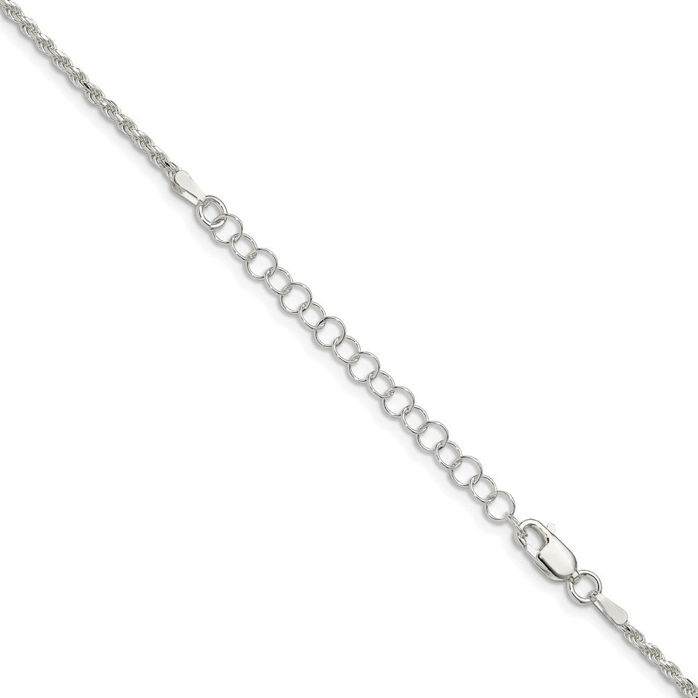 Sterling Silver 1.85mm Diamond-cut Rope Chain w/2in ext.