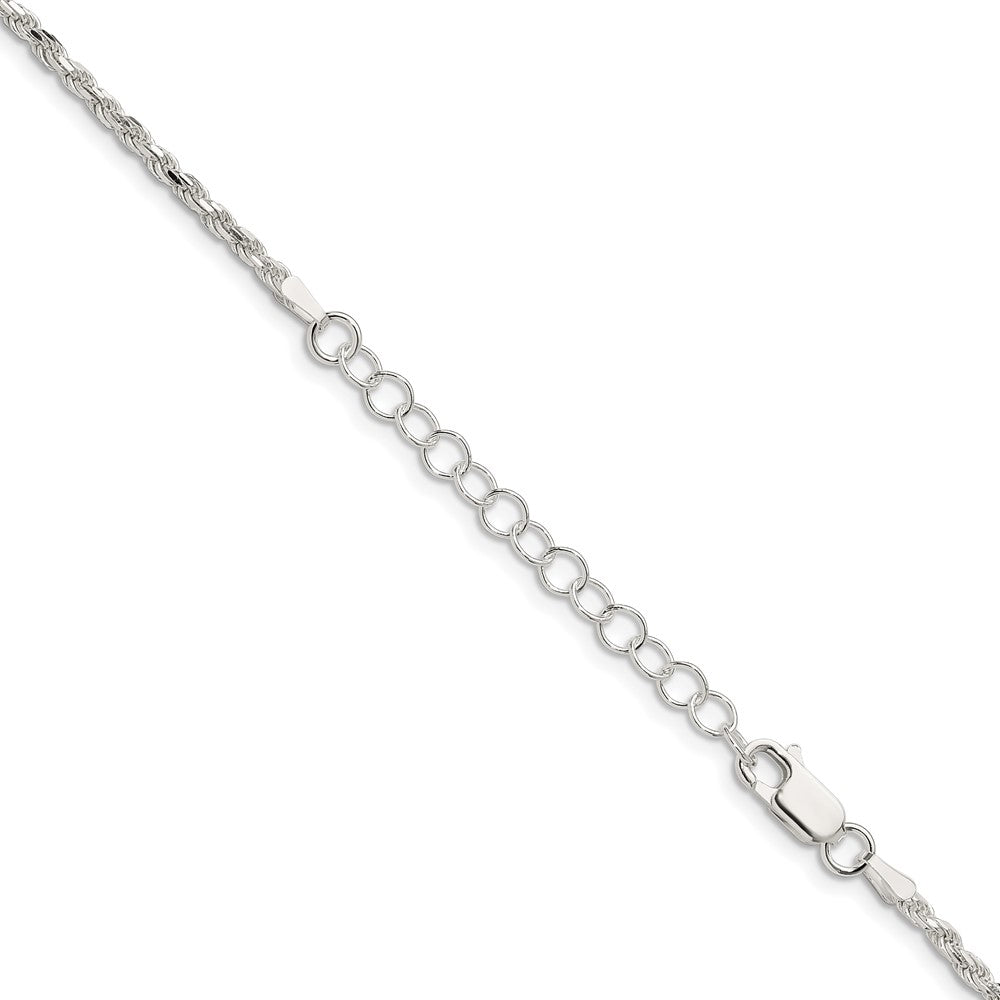 Sterling Silver 2.25mm Diamond-cut Rope Chain w/2in ext.