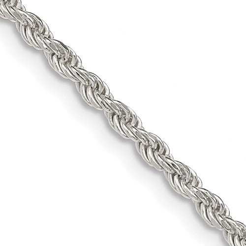Sterling Silver 2.25mm Diamond-cut Rope Chain w/4in ext.