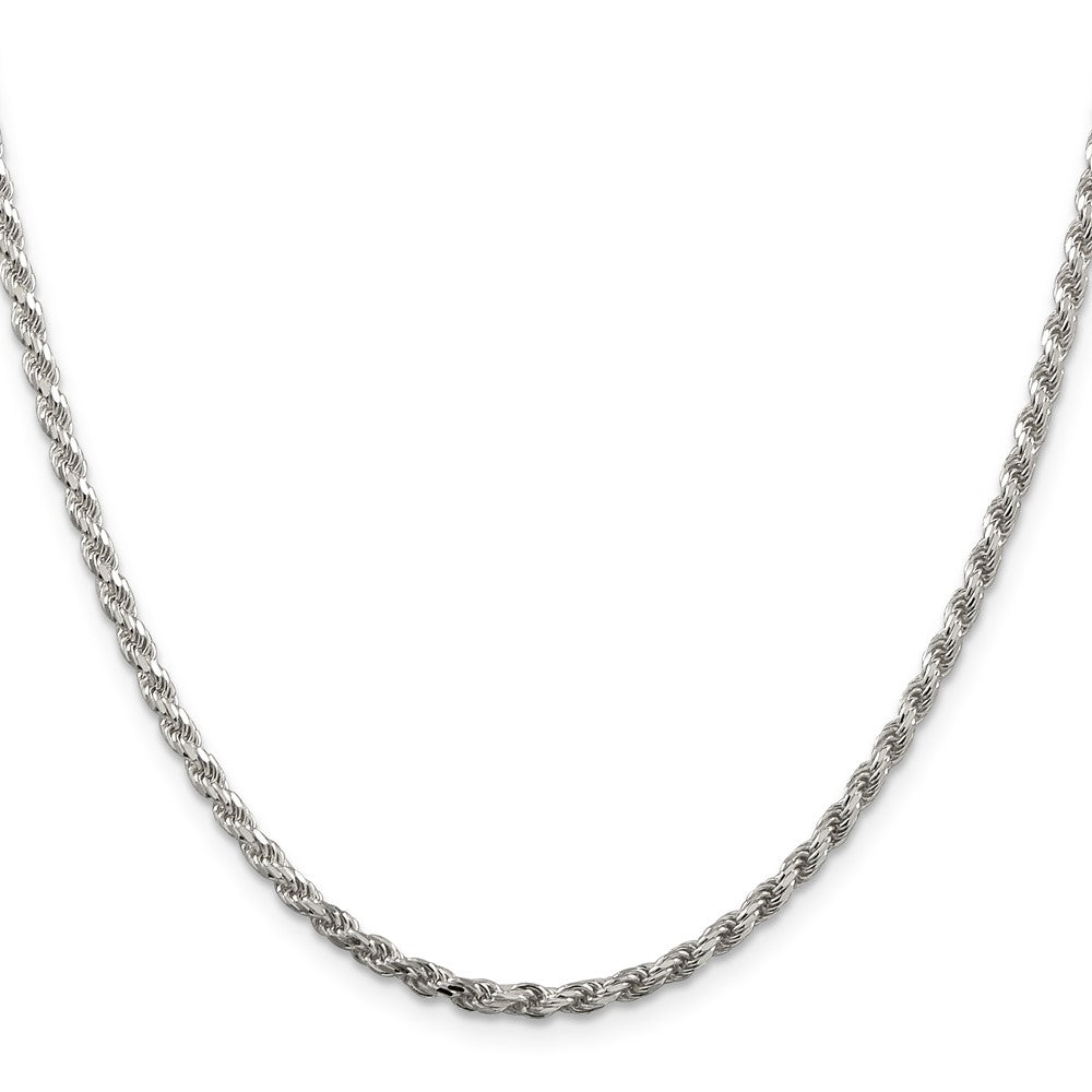 Sterling Silver 2.75mm Diamond-cut Rope Chain w/4in ext.