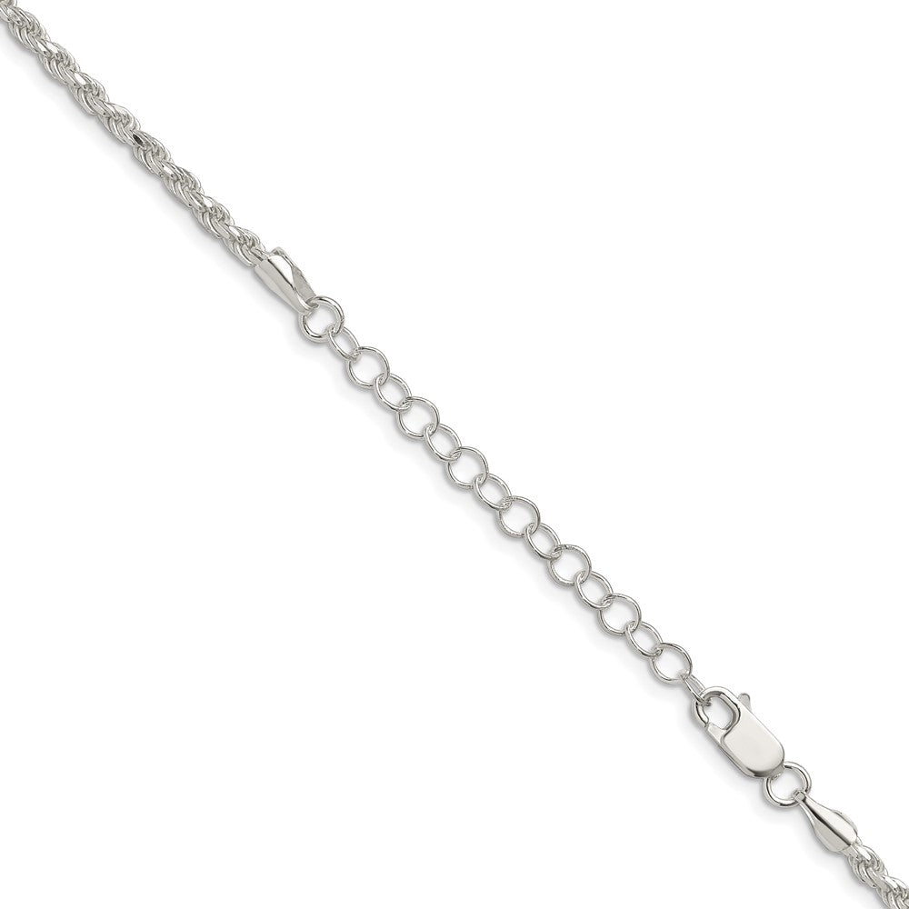 Sterling Silver 2.75mm Diamond-cut Rope Chain w/2in ext.