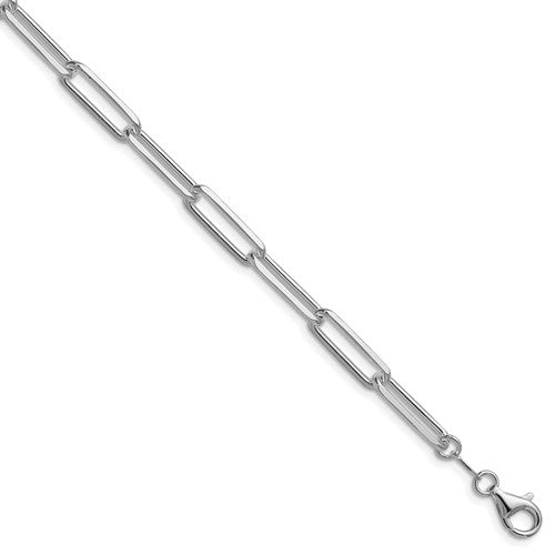 Sterling Silver Rhodium-plated 5.5mm D/C Paperclip Chain