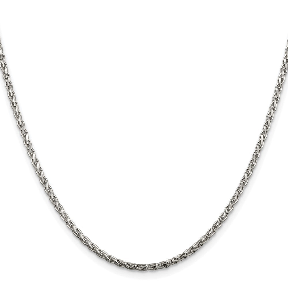 Sterling Silver Rhodium-plated 2mm Diamond-cut Spiga Chain