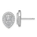 Sterling Silver RH-plated Polished Fancy CZ Teardrop Post Earrings