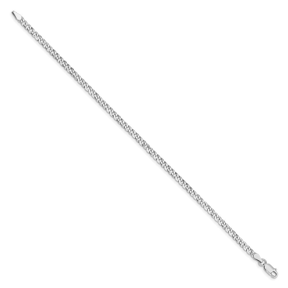 Sterling Silver Rhodium-plated 3.2mm Beveled Curb Chain