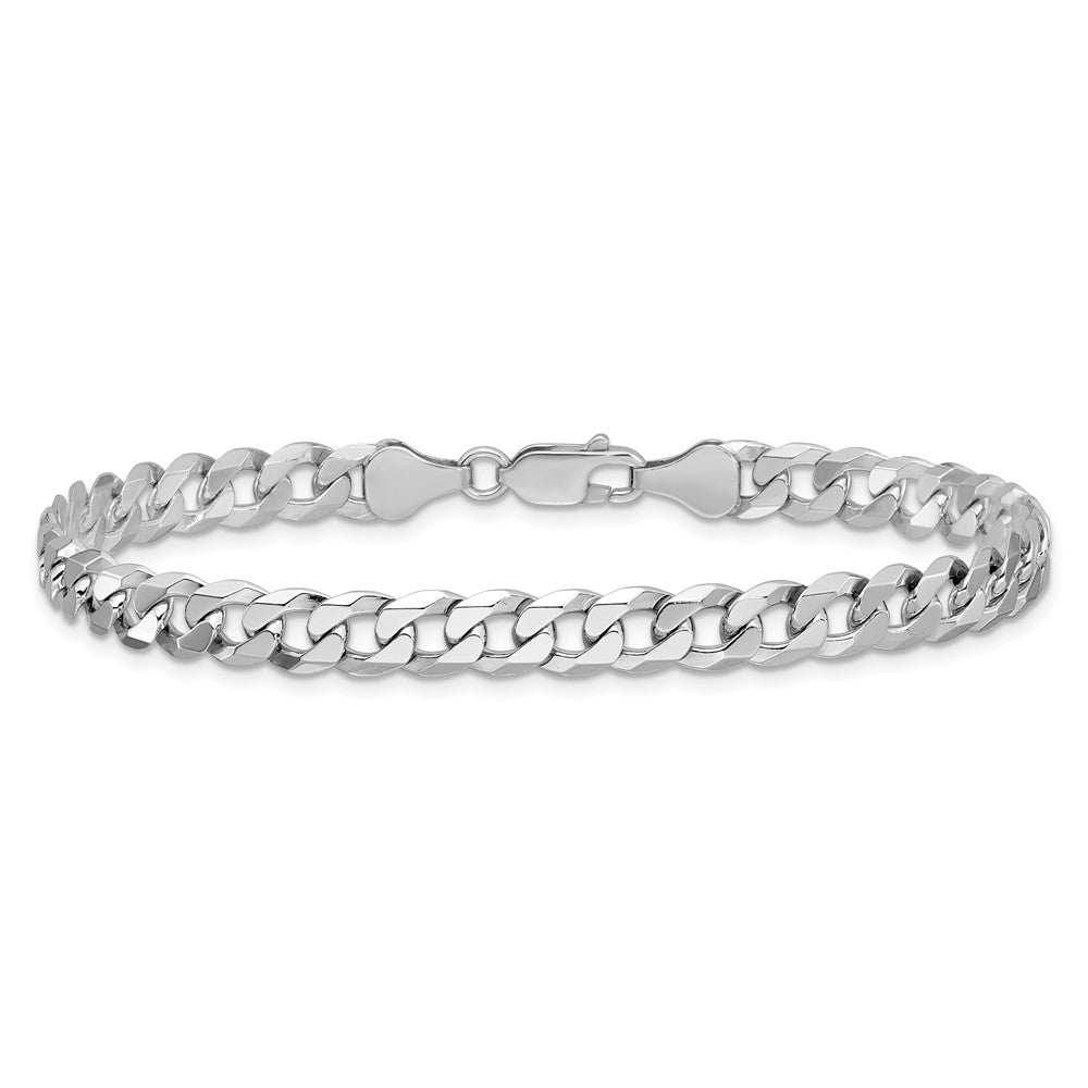 Sterling Silver Rhodium-plated 6mm Beveled Curb Chain