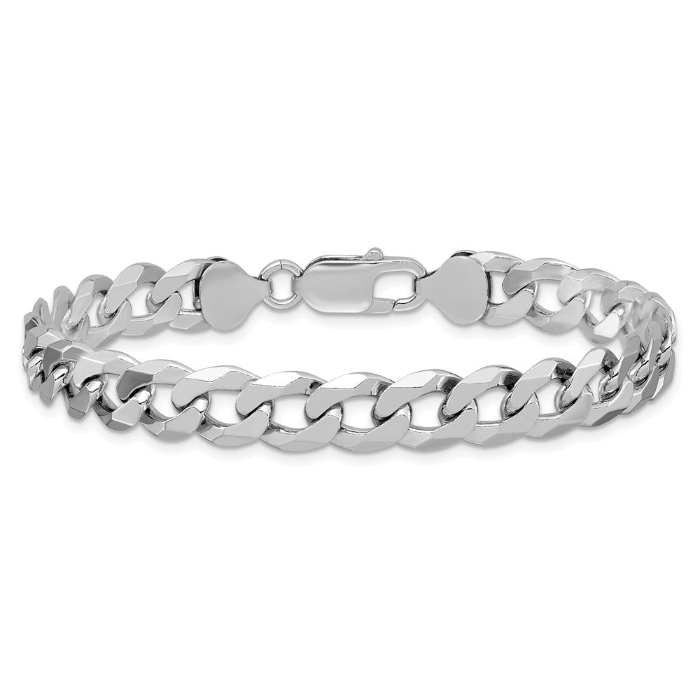 Sterling Silver Rhodium-plated 8.5mm Beveled Curb Chain