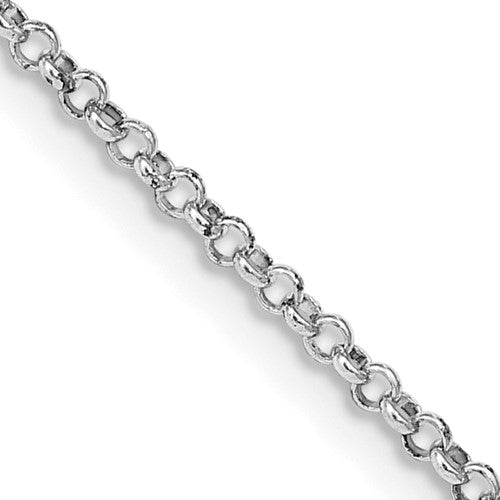 Sterling Silver Rhodium-plated 1.5mm Rolo Chain w/2in ext.
