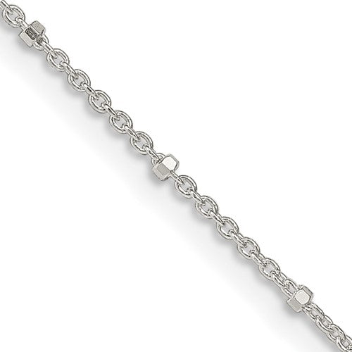 Sterling Silver 1.25mm Rolo with Beads Chain w/4in ext.