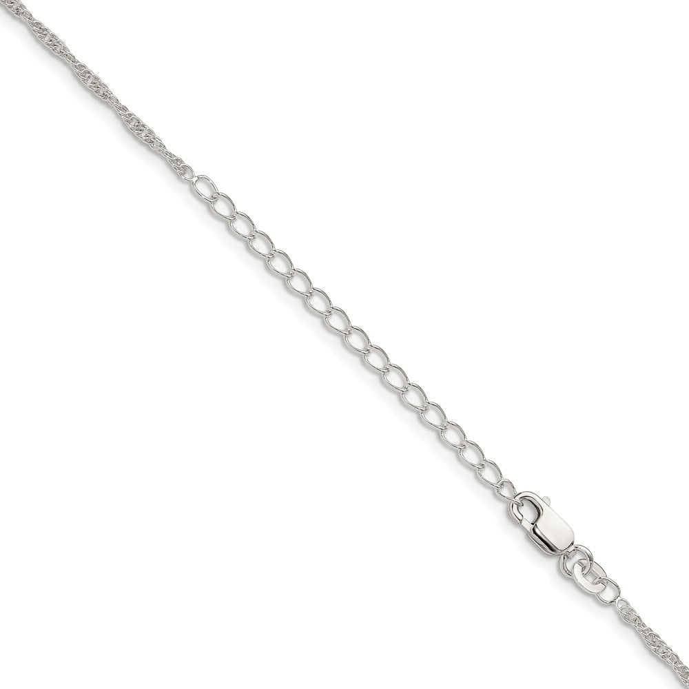 Sterling Silver 1.95mm Loose Rope Chain w/2in ext.