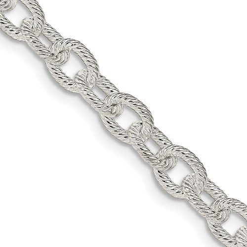 Sterling Silver 6.25mm Fancy Patterned Rolo Chain