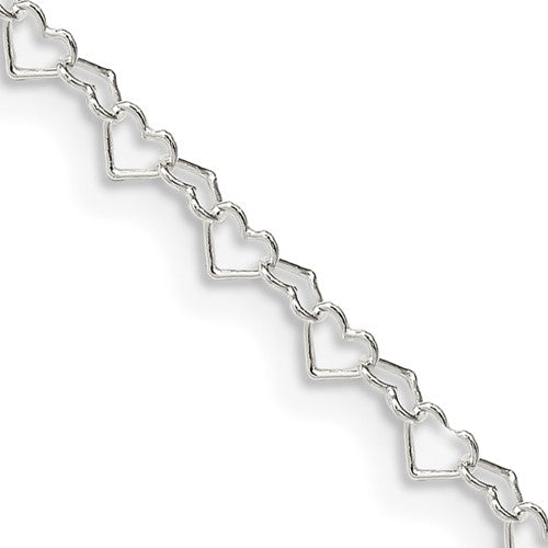 Sterling Silver 3.5mm Fancy Heart Link Chain