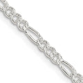 Sterling Silver 3mm Pavé Flat Figaro Chain
