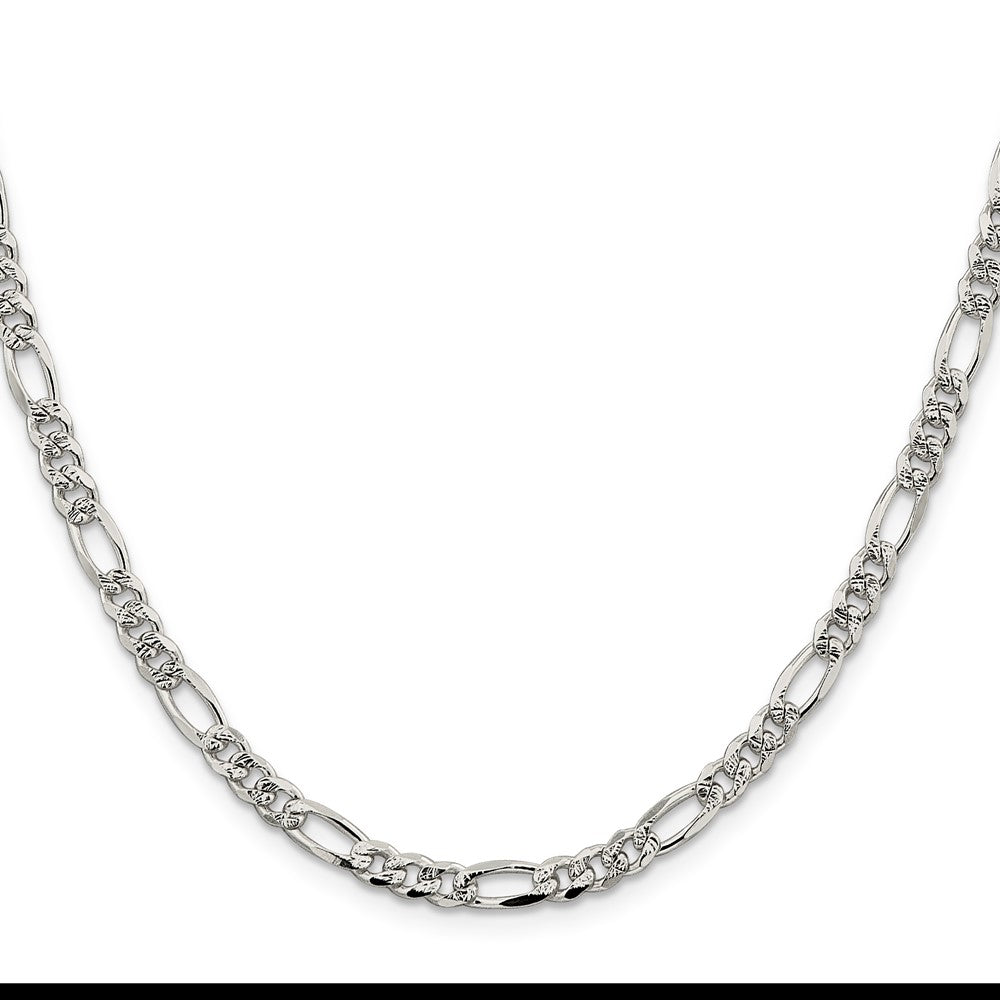 Sterling Silver 4.3mm Pavé Flat Figaro Chain