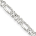 Sterling Silver 4.3mm Pavé Flat Figaro Chain