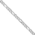 Sterling Silver Rhodium-plated 5.5mm Pave Flat Figaro Chain