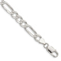 Sterling Silver 7.0mm Pavé Flat Figaro Chain