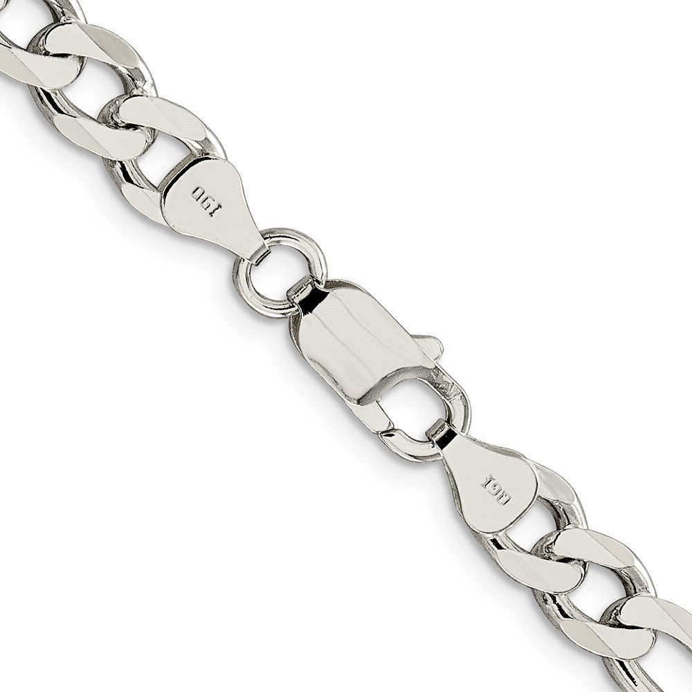 Sterling Silver 7.25mm Pavé Flat Figaro Chain