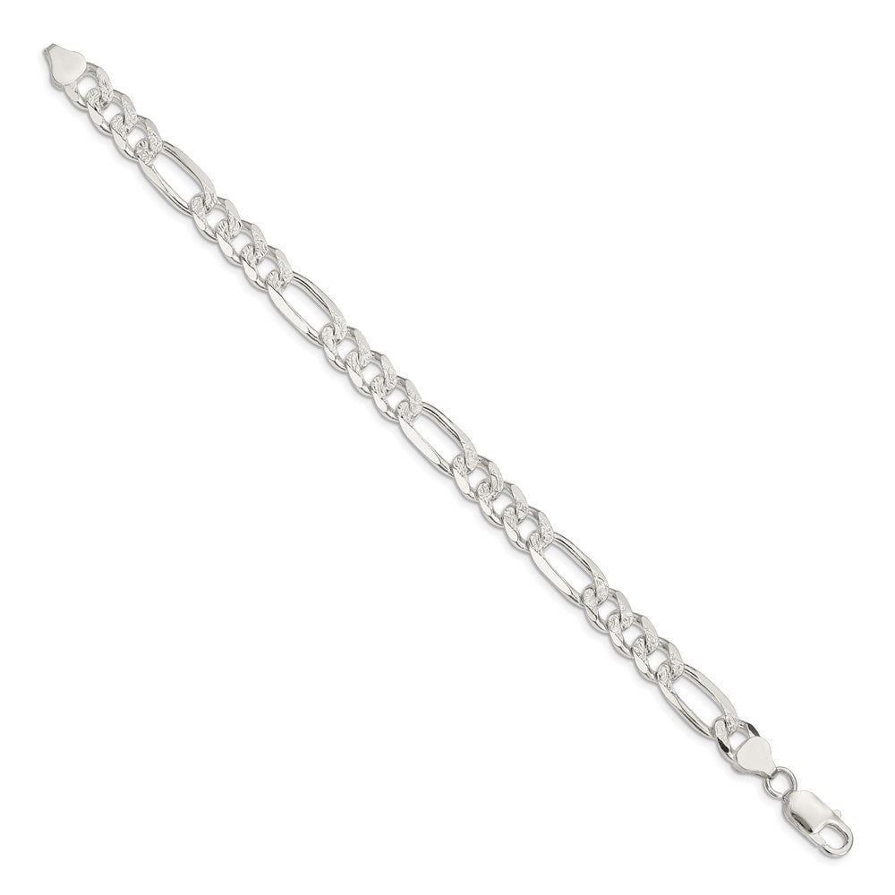 Sterling Silver 8mm Pavé Flat Figaro Chain