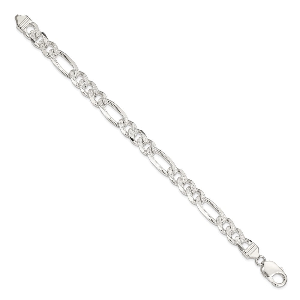 Sterling Silver 9.5mm Pavé Flat Figaro Chain