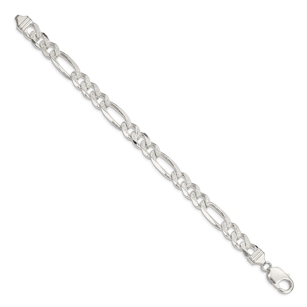 Sterling Silver 11.0mm Pavé Flat Figaro Chain