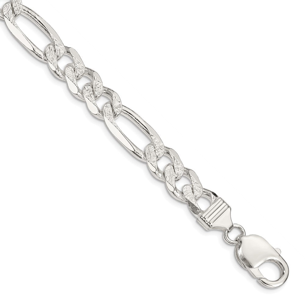 Sterling Silver 11.0mm Pavé Flat Figaro Chain