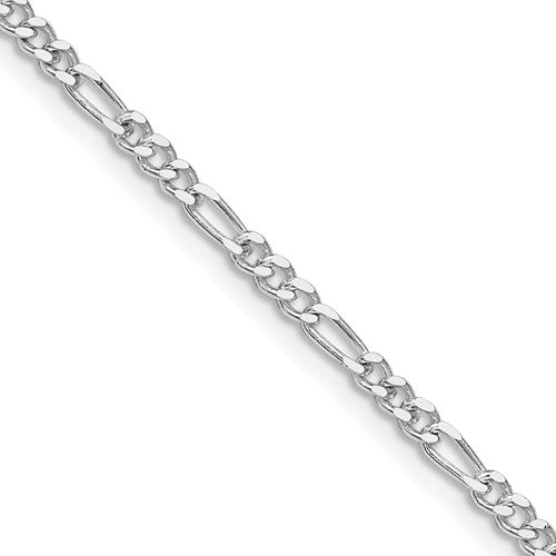 Sterling Silver Rhodium-plated 2.5mm Figaro Chain