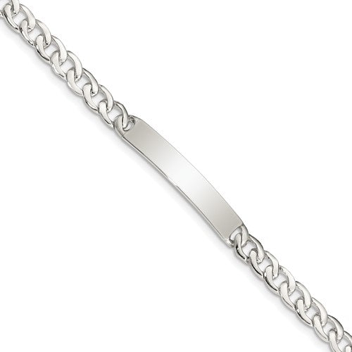 Sterling Silver Small ID Plate, Curb Link Bracelet