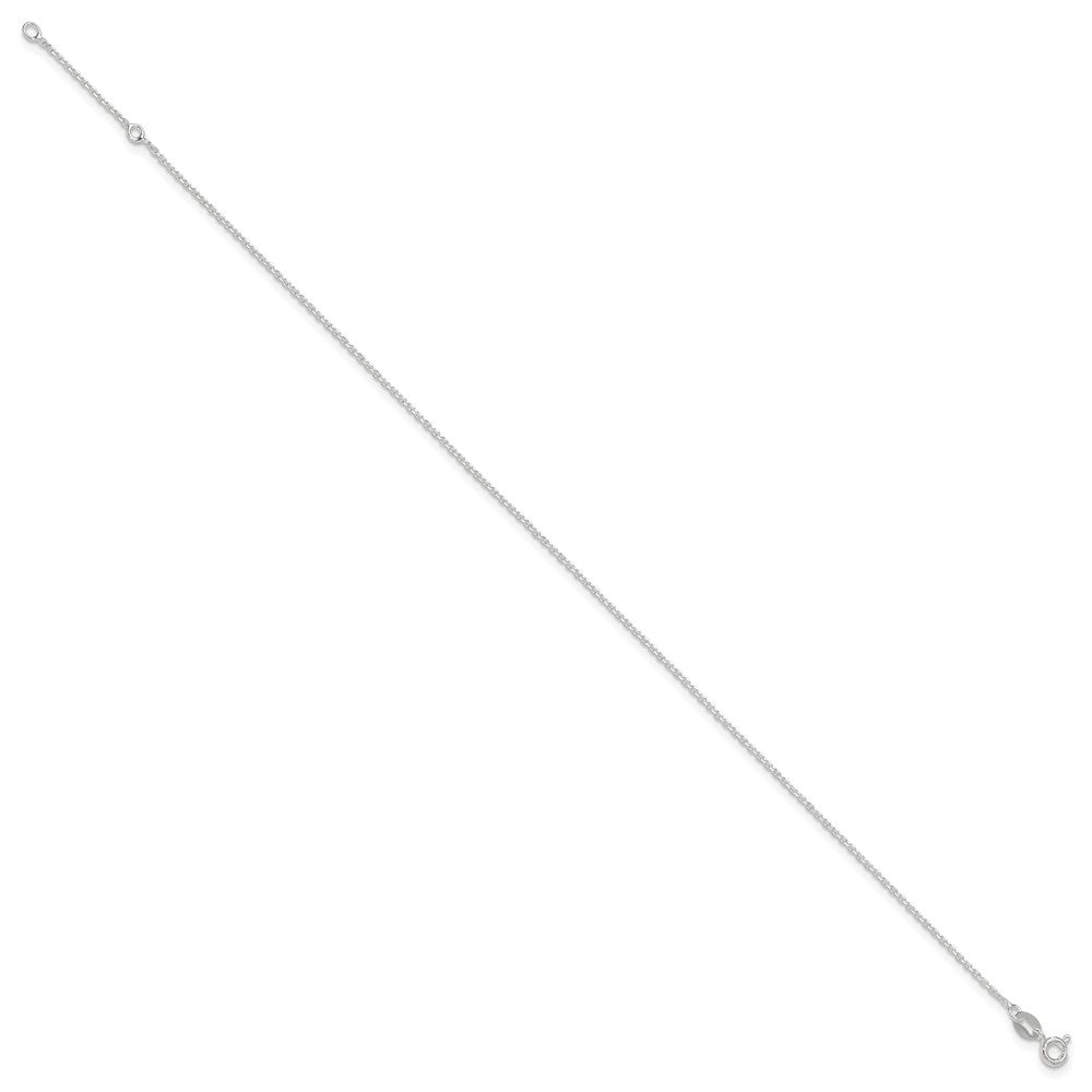 Sterling Silver 1mm Diamond-cut 10in Plus 1in ext. Anklet
