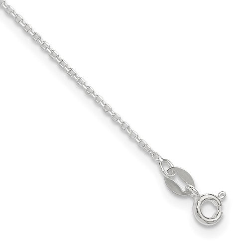 Sterling Silver 1mm Diamond-cut 9in Plus 1in ext. Anklet