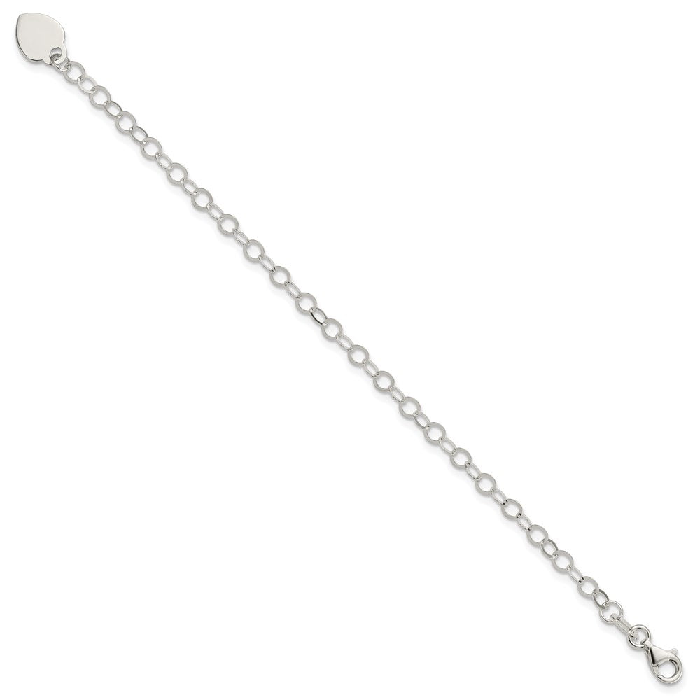 Sterling Silver Engraveable Heart Charm 7.25 inch Bracelet