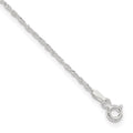 Sterling Silver 1.3mm Singapore 10in Plus 1in ext. Chain Anklet
