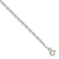 Sterling Silver 1.8mm Singapore 10in Plus 1in ext. Chain Anklet
