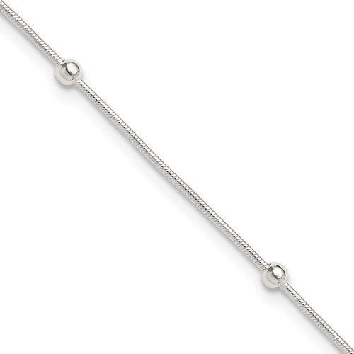 Sterling Silver 10in Plus1.5 in ext Polished Anklet