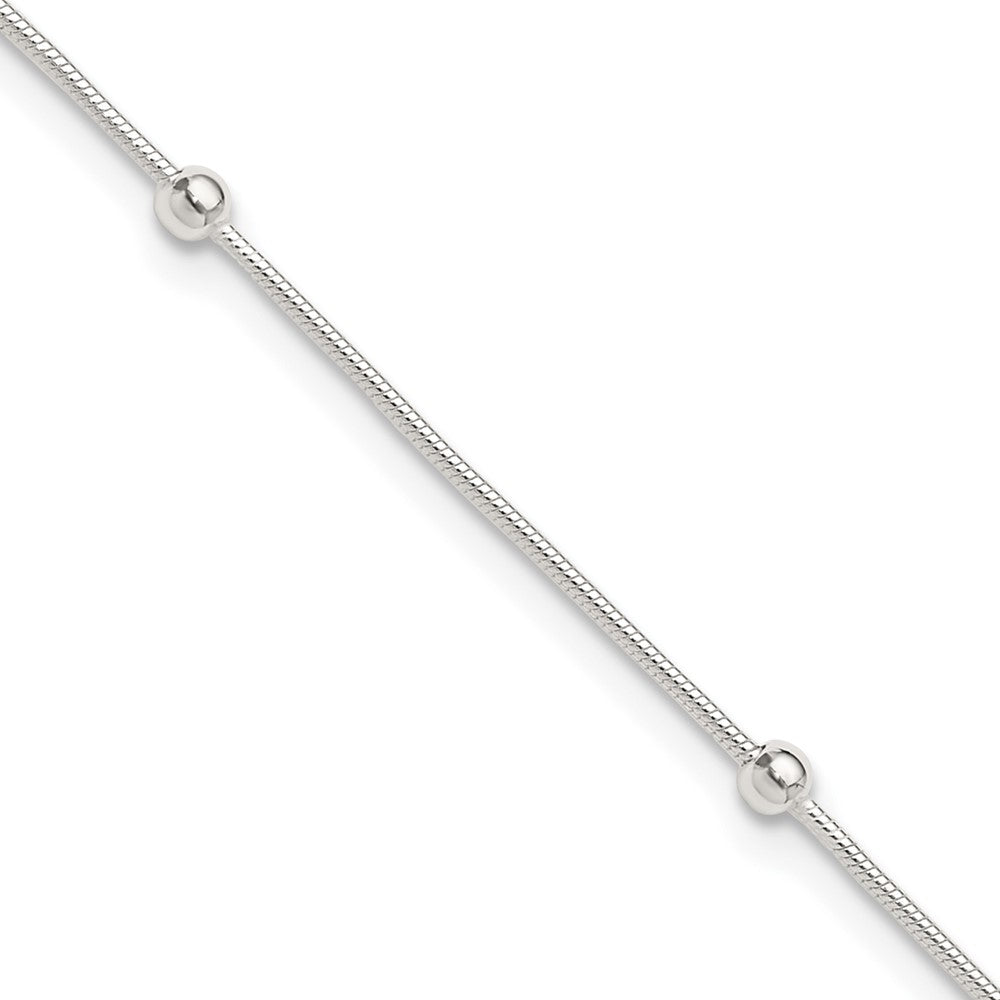 Sterling Silver 10in Plus1.5 in ext Polished Anklet