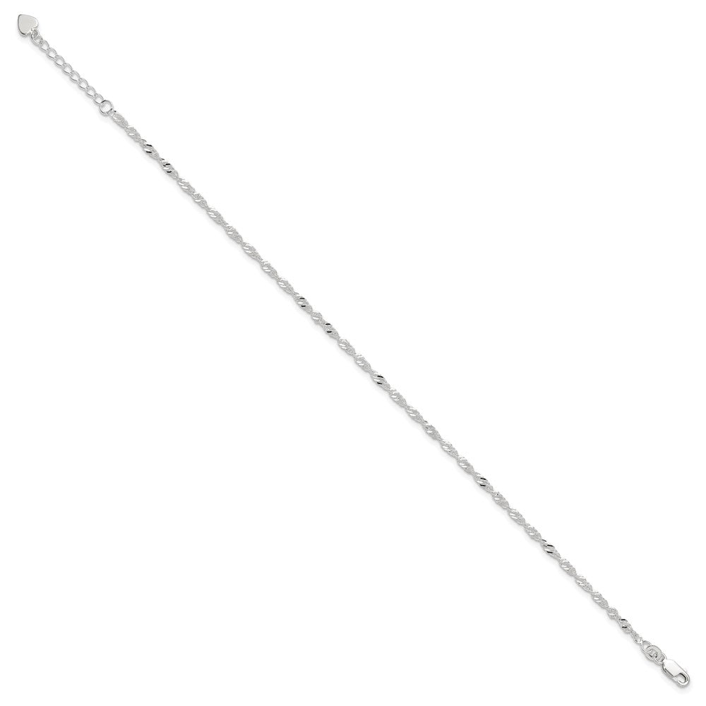 Sterling Silver D/C Polished 10in with 1in ext. Anklet