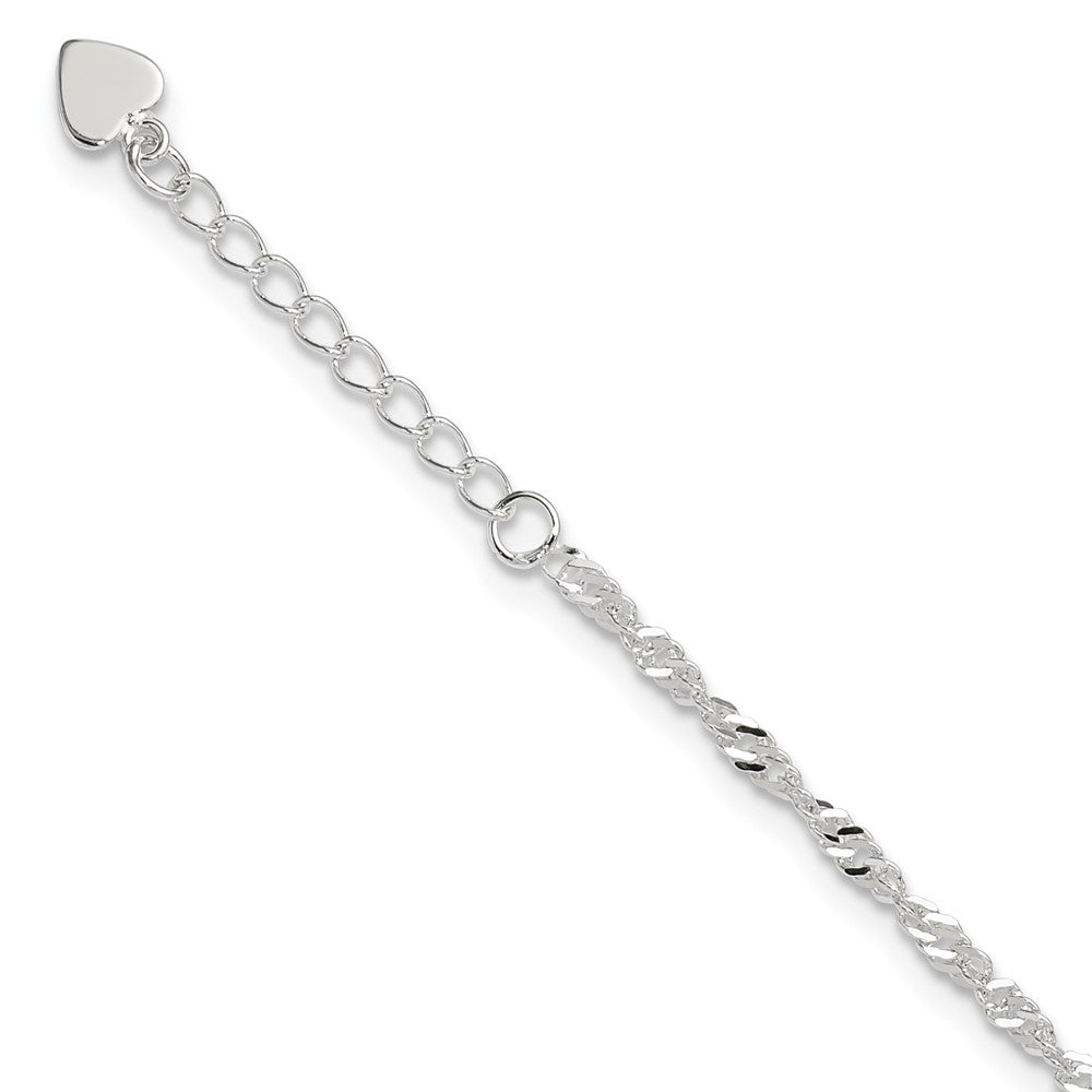 Sterling Silver D/C Polished 10in with 1in ext. Anklet