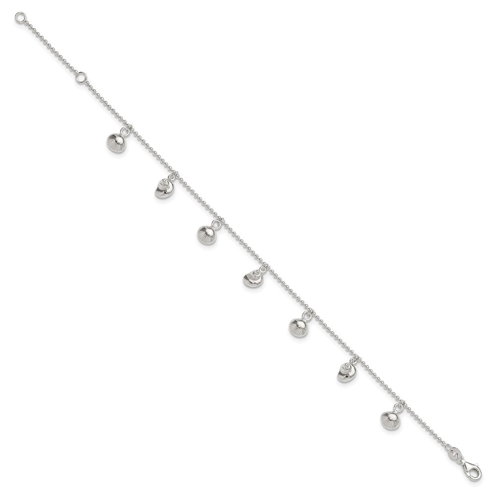 Sterling Silver Sea Shell 8in Plus 1in ext. Anklet