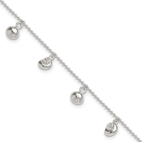 Sterling Silver Sea Shell 8in Plus 1in ext. Anklet