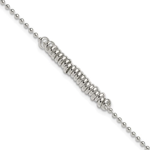 Sterling Silver 10inch Polished Fancy Love Ring Anklet