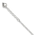 Sterling Silver Polished Heart 9in Plus 1in Ext. Anklet