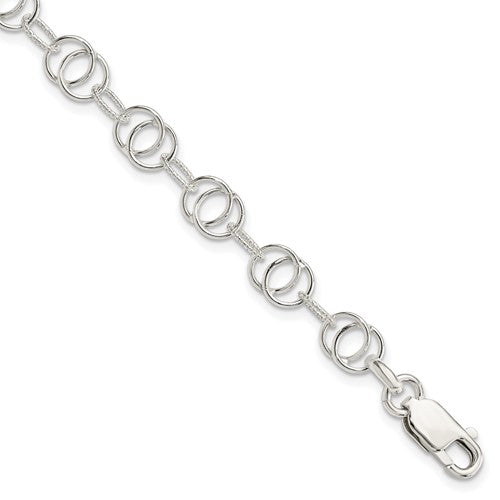 Sterling Silver Polished and Textured Fancy Bracelet