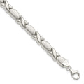 Sterling Silver Polished and Satin X and O Bracelet